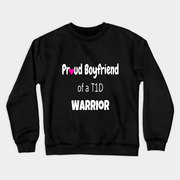 Proud Boyfriend White Text Pink Heart Crewneck Sweatshirt by CatGirl101